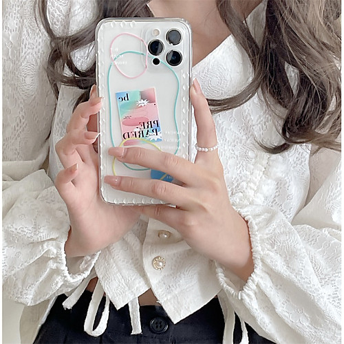 

Phone Case For Apple Back Cover iPhone 12 Pro Max 11 SE 2020 X XR XS Max 8 7 Shockproof Dustproof Word / Phrase Geometric Pattern TPU