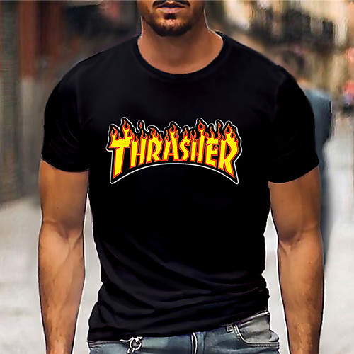 

Men's Unisex Tee T shirt Hot Stamping Graphic Prints Letter Plus Size Print Short Sleeve Casual Tops Basic Designer Big and Tall Black