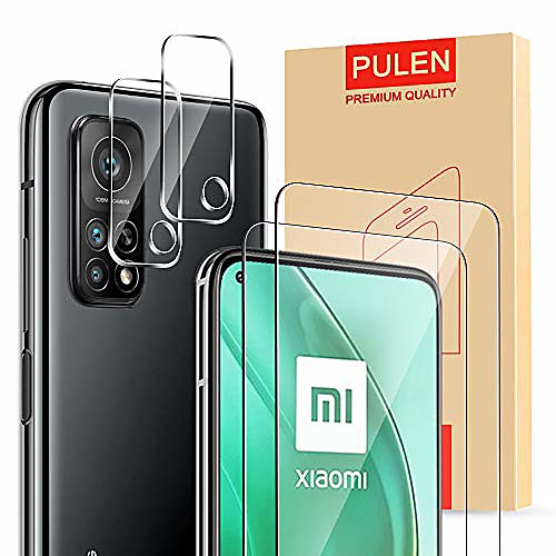 

[4-packs] pulen for xiaomi mi 10t/mi 10t pro screen protector(2 packs) with 2 packs camera lens protector,hd clear scratch resistant bubble free anti-fingerprints 9h hardness tempered glass