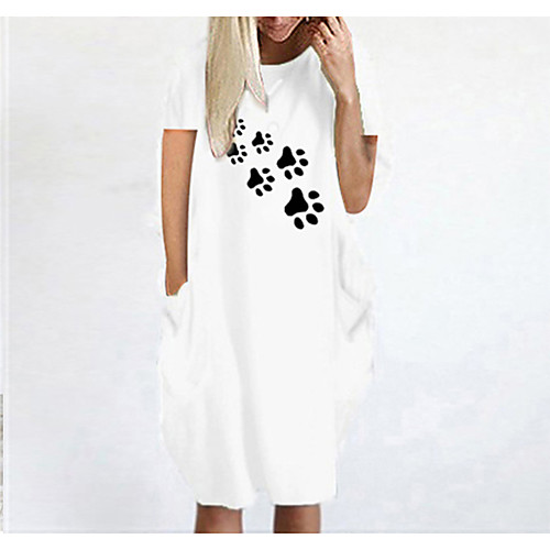 

Women's T Shirt Dress Tee Dress Knee Length Dress Blue Yellow Fuchsia Gray Green White Black Short Sleeve Print Paisley Spring Summer Round Neck Casual Oversized 2021 S M L XL XXL 3XL 4XL 5XL