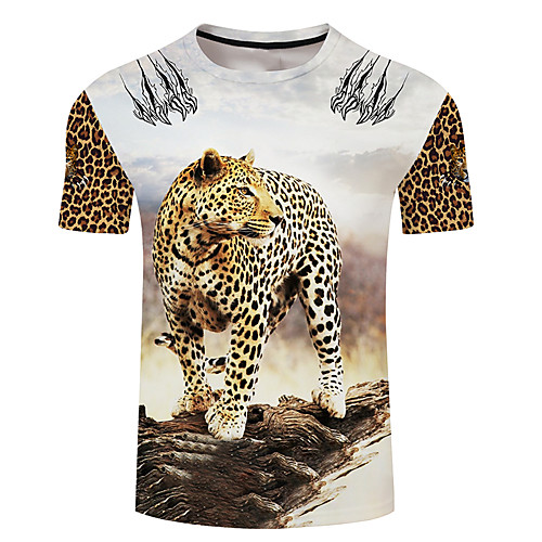 

Men's Unisex Tee T shirt Shirt 3D Print Graphic Prints Animal Plus Size 3D Print Short Sleeve Casual Tops Basic Designer Big and Tall White Blue Red
