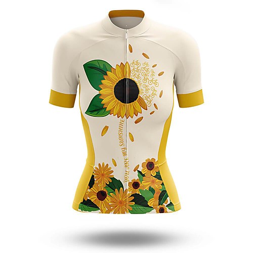 

21Grams Women's Short Sleeve Cycling Jersey Summer Spandex Polyester Ivory Floral Botanical Bike Top Mountain Bike MTB Road Bike Cycling UV Resistant Quick Dry Moisture Wicking Sports Clothing Apparel