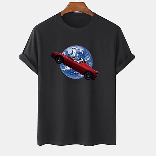 

Men's Unisex Tee T shirt Hot Stamping Graphic Prints Earth Plus Size Print Short Sleeve Casual Tops Cotton Basic Designer Big and Tall White Black Khaki