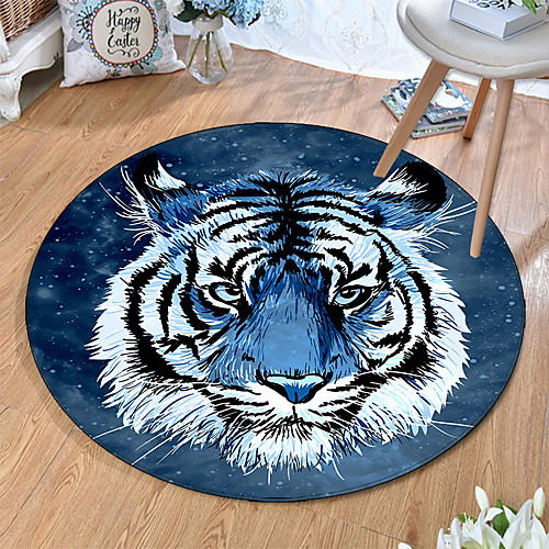 

Round 5mm Area Rugs Machine Made Polyster Non Skid Modern 3D