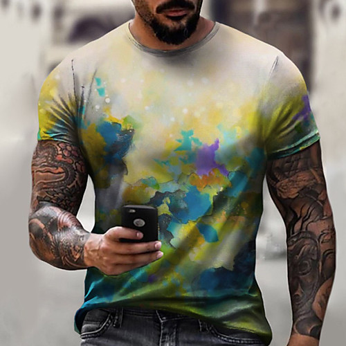

Men's Tee T shirt Shirt 3D Print Graphic Graffiti Plus Size Short Sleeve Casual Tops Basic Designer Slim Fit Big and Tall A B C