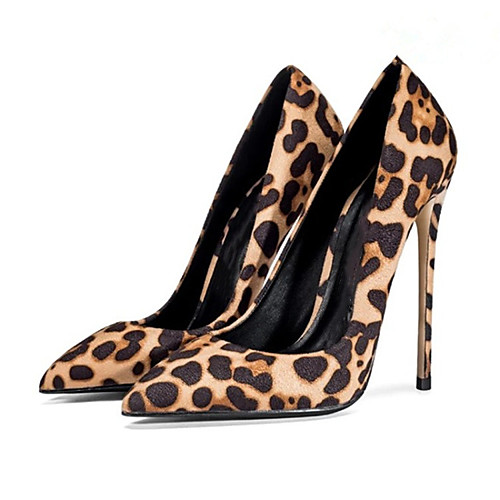 

Women's Heels Stiletto Heel Pointed Toe Satin Leopard Black