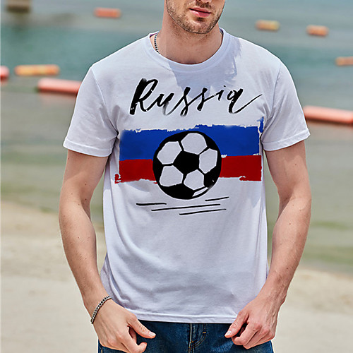 

Men's Tee T shirt Shirt Hot Stamping Graphic Prints Football Print Short Sleeve Casual Tops Cotton Basic Designer Big and Tall White