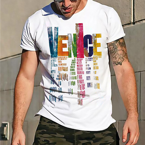 

Men's Tee T shirt Shirt Hot Stamping Graphic Prints Letter Print Short Sleeve Casual Tops Cotton Basic Designer Big and Tall White