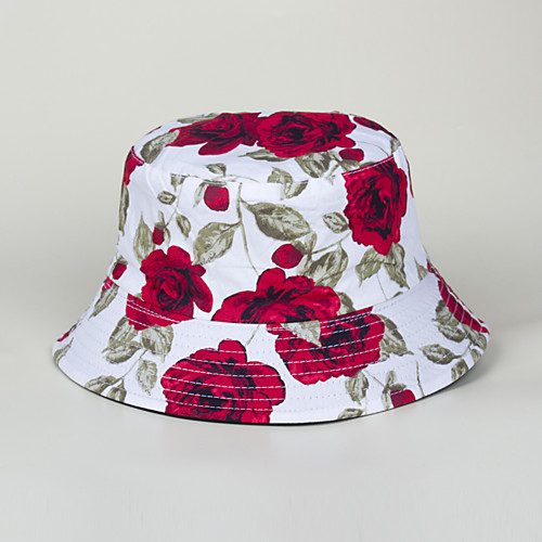 

Women's Bucket Hat Sports & Outdoor Dailywear Print Floral Black White Hat / Basic / Spring / Summer
