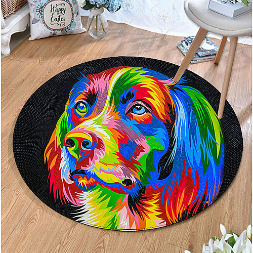 

Round 5mm Area Rugs Machine Made Polyster Non Skid Modern 3D