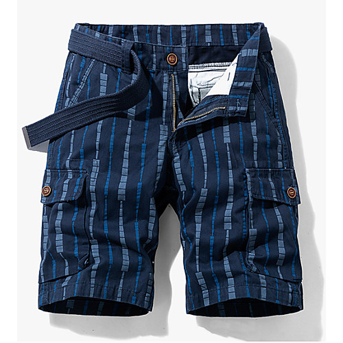 

Men's Shorts Shorts Pants Lines / Waves Knee Length Stripe Deep Blue Army Green Black Khaki Gray