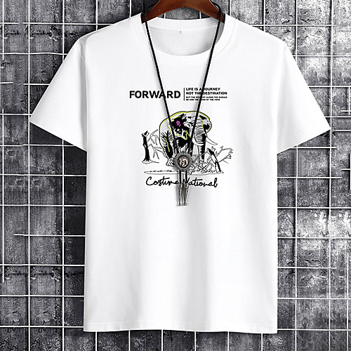 

Men's Unisex Tee T shirt Hot Stamping Graphic Prints Elephant Letter Plus Size Print Short Sleeve Casual Tops Cotton Basic Fashion Designer Big and Tall White Black Khaki