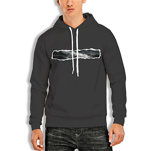 

Men's Pullover Hoodie Sweatshirt Scenery Graphic Prints Print Hooded Daily Sports 3D Print 3D Print Casual Hoodies Sweatshirts Long Sleeve Black