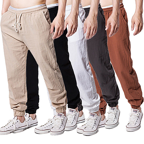

Men's Stylish Sporty Casual / Sporty Streetwear Comfort Daily Sports Jogger Pants Chinos Trousers Pants Solid Color Full Length Drawstring Elastic Drawstring Design Grey Khaki White Black Coffee