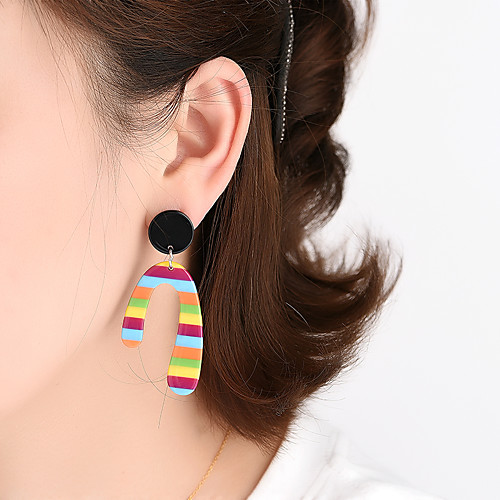 

Trendy Leopard Print Earrings Exaggerated Color Stripes Acrylic Irregular Geometric Earrings Earrings