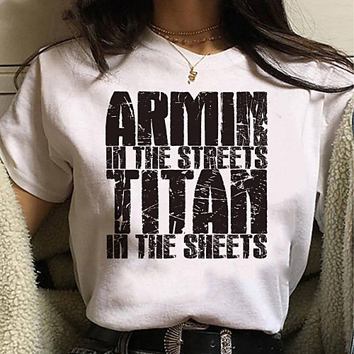 

Inspired by Attack on Titan Cosplay Anime Cartoon Polyester / Cotton Blend Print Harajuku Graphic Kawaii T-shirt For Women's / Men's
