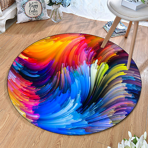 

Round 5mm Area Rugs Machine Made Polyster Non Skid Modern 3D