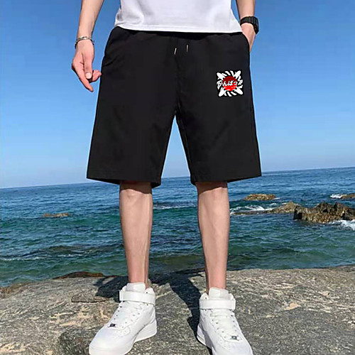 

Men's Shorts Sports Casual Daily Shorts Pants Paisley Geometry Letter Short Drawstring Pocket Print Black