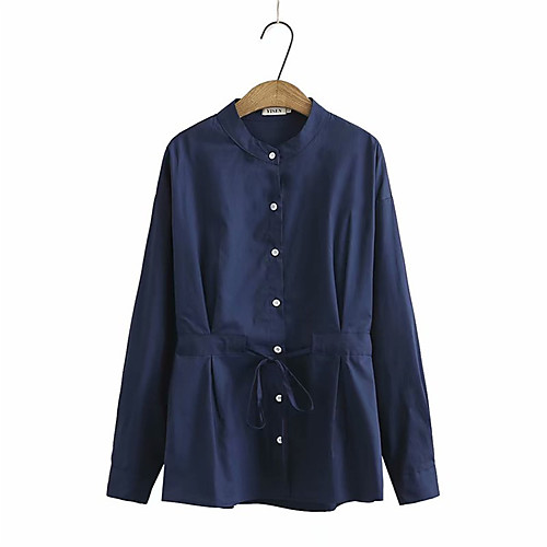 

Women's Coat Casual / Daily Fall Summer Regular Coat Regular Fit Casual Jacket Solid Color Bell Bottom Navy khaki / Cotton