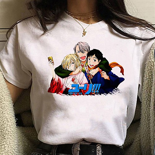 

Inspired by Yuri on Ice Cosplay Anime Cartoon Polyester / Cotton Blend Print Harajuku Graphic Kawaii T-shirt For Women's / Men's