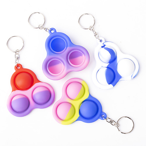 

3PCS Mini Tie dye Pop Bubble Fidget Sensory Toys Small Keychain Toy Anti-Anxiety Silicone Squeeze Toys for Kids Adults