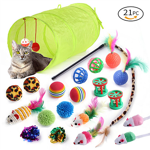 

21PCS Interactive Toy Ropes Cat Toys Set Cat Pet Exercise Releasing Pressure Plastic & Metal Gift Pet Toy Pet Play