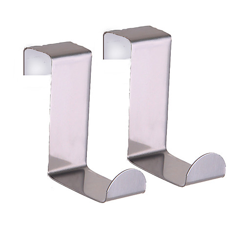 

2 Sets of Stainless Steel Door-Back Teaching Dual-Purpose Hooks for Home and Office Door-Back Hooks