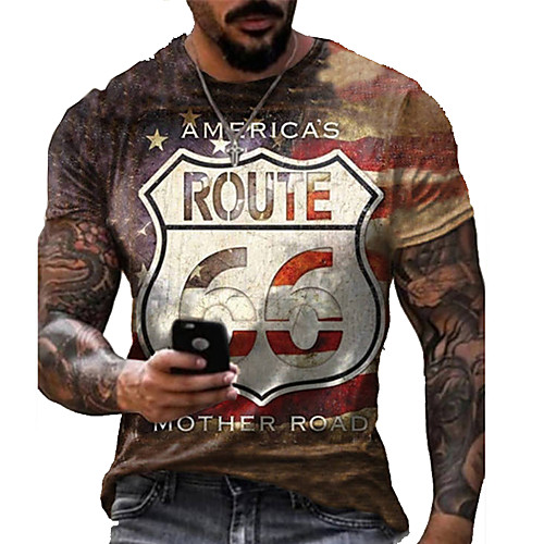 

Men's Tee T shirt 3D Print Graphic Prints Flag Print Short Sleeve Daily Tops Cotton Casual Designer Big and Tall Blue Red Yellow