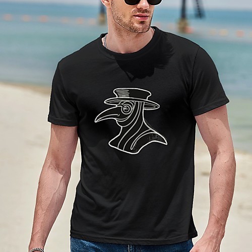 

Men's Tee T shirt Hot Stamping Cartoon Graphic Prints Plus Size Print Short Sleeve Casual Tops Cotton Basic Designer Big and Tall Black