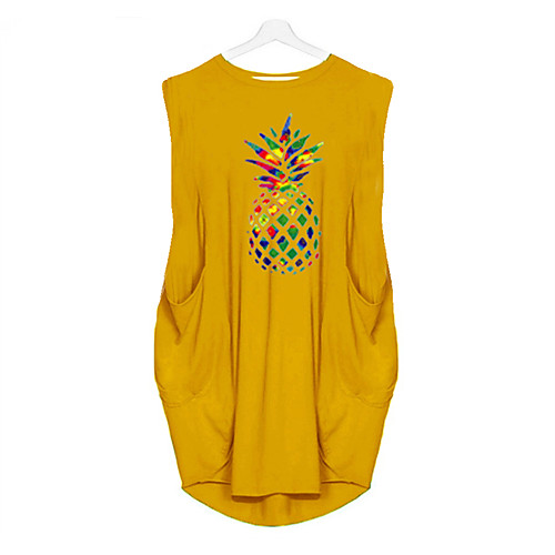 

Women's T Shirt Dress Tee Dress Knee Length Dress Blue Yellow Fuchsia Gray Green White Black Sleeveless Print Summer Round Neck Casual Oversized 2021 S M L XL XXL 3XL 4XL 5XL
