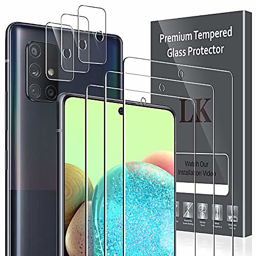 

6 pack lk 3 pack screen protector 3 pack camera lens protector compatible with samsung galaxy a71 5g/5g uw/4g, tempered glass, hd ultra-thin