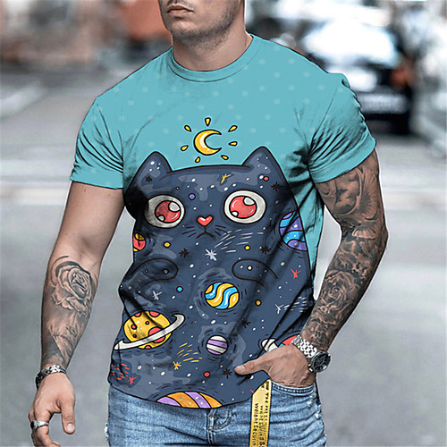 

Men's Tee T shirt 3D Print Cartoon Graphic Plus Size Short Sleeve Casual Tops Basic Designer Slim Fit Big and Tall A B C
