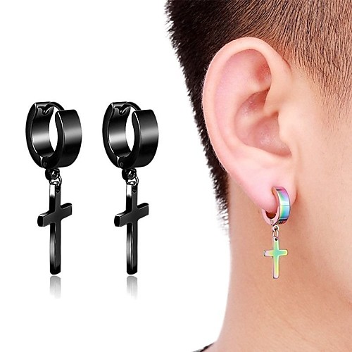 

Men's Earrings Classic Holiday Birthday Stylish Simple Stainless Steel Earrings Jewelry Rainbow color / Silver / Gold For Street Formal Date Festival 1pc