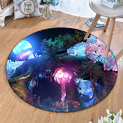 

Round 5mm Area Rugs Machine Made Polyster Non Skid Modern 3D