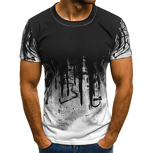 

Men's Unisex Tee T shirt Shirt 3D Print Gradient Plus Size Print Short Sleeve Casual Tops Basic White Red Army Green / Sports