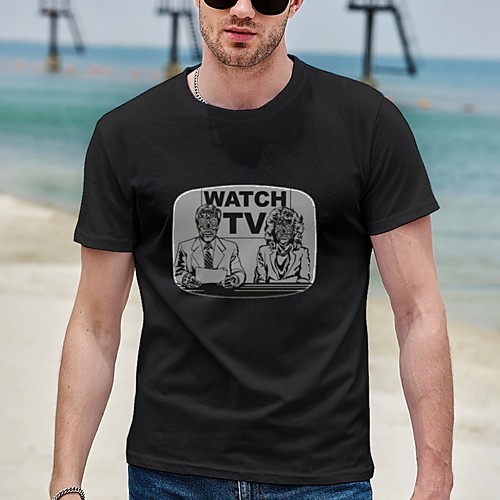 

Men's Tee T shirt Hot Stamping Graphic Prints Character Plus Size Print Short Sleeve Casual Tops Cotton Basic Designer Big and Tall Black
