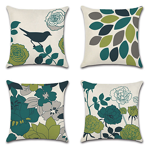 

Floral Double Side Cushion Cover 4PC Soft Decorative Square Throw Pillow Cover Cushion Case Pillowcase for Bedroom Livingroom Superior Quality Machine Washable Outdoor Cushion for Sofa Couch Bed Chair