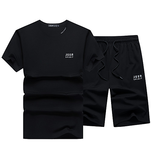 

Men's Simple Athleisure Cycling Quick Dry Moisture Wicking Breathable Soft Outdoor Sports Casual Daily Shorts Suits Suit Pants Simple Solid Color Letter Short Classic Print Black / White Blue Black