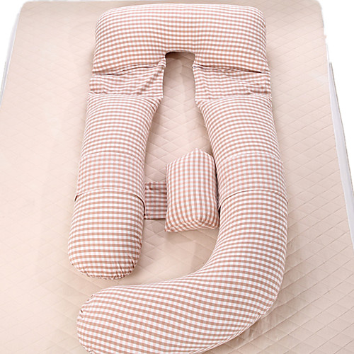 

Pregnancy Body Pillowcase Without core Sleeping Support Pillow For Pregnant Women Body 100% Cotton Beige Plaid U Shape Maternity Pillows Pregnancy Side Sleepers