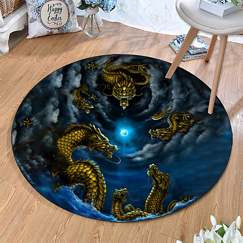 

Round 5mm Area Rugs Machine Made Polyster Non Skid Modern 3D