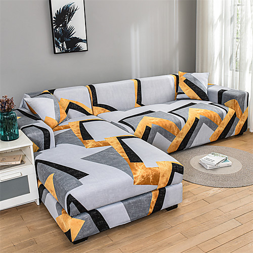 

Stretch Sofa Cover Slipcover Elastic Sectional Couch Armchair Loveseat 4 or 3 seater L shapeGeometricSoft Durable Washable