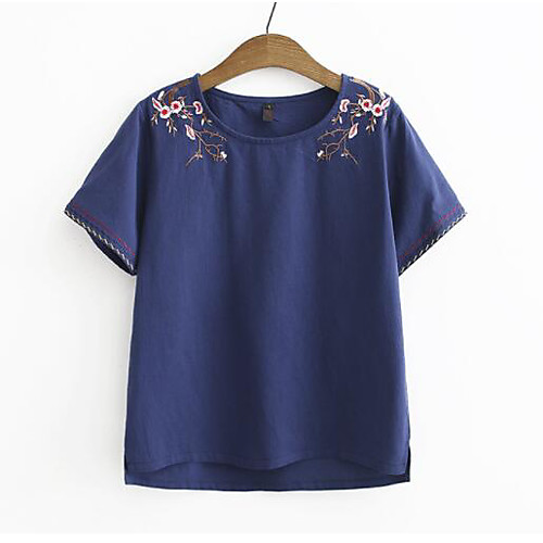 

Women's Plus Size Tops Blouse Shirt Floral Short Sleeve U Neck Daily Spring Summer Yellow Brick red Sky Blue Big Size L XL 2XL 3XL 4XL