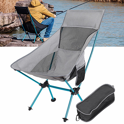 

Camping Chair High Back with Headrest Portable Ultra Light (UL) Multifunctional Foldable Aluminum Alloy for 1 person Fishing Beach Camping Traveling Autumn / Fall Winter Black Grey / Breathable