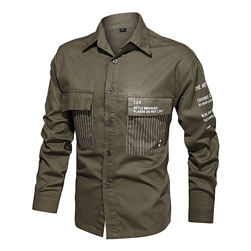 

Men's Shirt Solid Color Long Sleeve Casual Tops Cotton Simple Lightweight Khaki Green Black