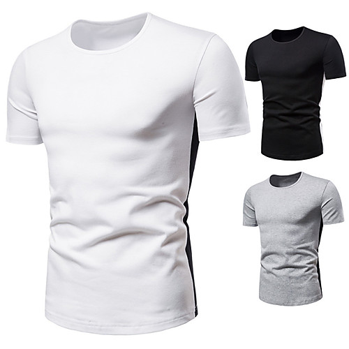 

Men's Tee T shirt Shirt Graphic Solid Color Plus Size Short Sleeve Casual Tops Cotton Basic Designer Slim Fit Big and Tall White Black Gray