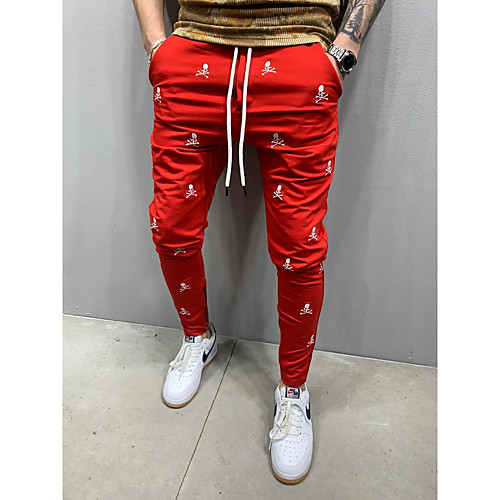 

Men's Sports Sports Sports Gym Sweatpants Pants Skull Full Length White Yellow Army Green Black Orange