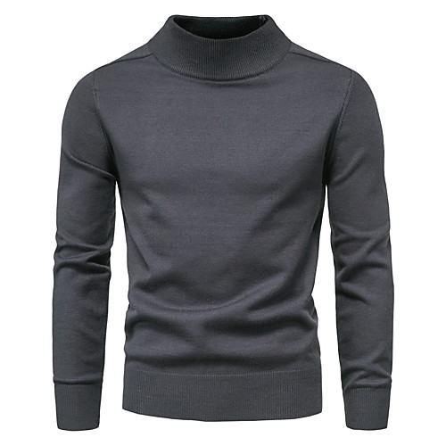 

Men's Stripe Striped Sweater Long Sleeve Sweater Cardigans Turtleneck Black Khaki Dark Gray
