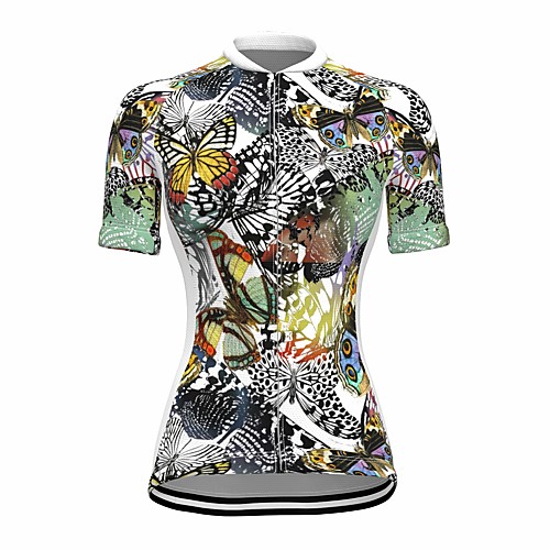 

21Grams Women's Short Sleeve Cycling Jersey Summer Spandex Green Butterfly Animal Bike Top Mountain Bike MTB Road Bike Cycling Quick Dry Moisture Wicking Sports Clothing Apparel / Stretchy