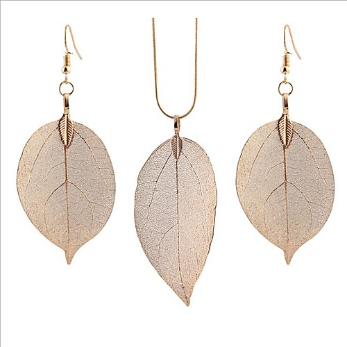 

jewelry set leaf earrings necklace set leaf specimen pendant two-piece
