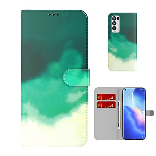 

Watercolor Series Wallet Phone Case For Oppo Find X3 Lite A92s A92 A72 A52 A53 A33 A11x A9 A5 Magnetic Flip PU Leather Case with Card Holder Kickstand Full Body Protective Cover